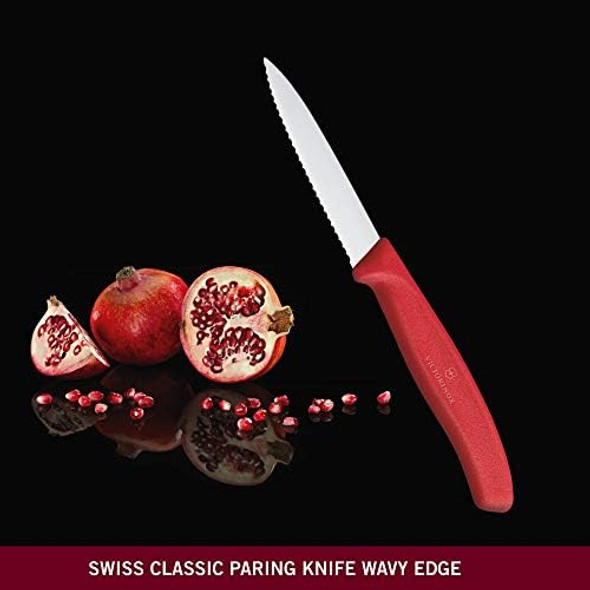 Victorinox Vic-6.7631 Swiss Classic Paring 3¼"" Serrated Spear Point Blade 5/8"" Width At Handle Red Multicolor M