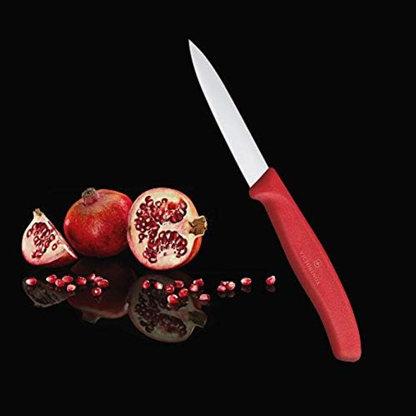 Victorinox Vic-6.7601 Swiss Classic Paring 3¼" Straight Spear Point Blade 5/8" Width At Handle Red