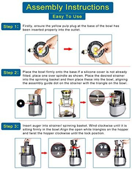 Masticating Juicerwhole Slow Juicer Extractor By Vitaliscicold Press Juicer Machineanti-Oxidation For Fruit And Vegetableeasy To Clean And Bpa (300W Ac Motor/3.15" Wide Chute/40 Rpms)-Silver