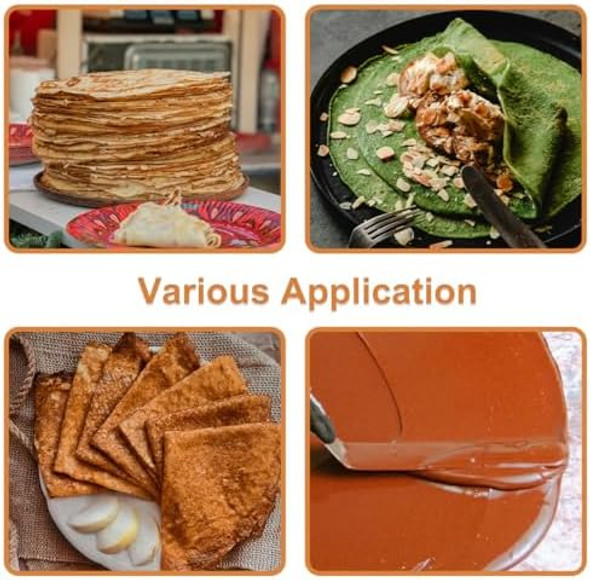 2 Pack Crepe Spreader Kit Stainless Steel T-Shaped Batter Spreaders Pancake Tool Crepes Sticks Fit Any Crepe Pan Maker 1 Large 7" + 1 Small 5"