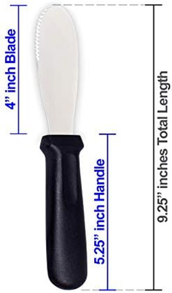 Anapoliz Butter Spreader Knives 4 Pcs Wide Blade Stainless Steel Spreader Knife Black Plastic Handle Spreading Knives Sandwich Condiment Spreader Bread Knives Set Of 4 Soft Cheese Spreader