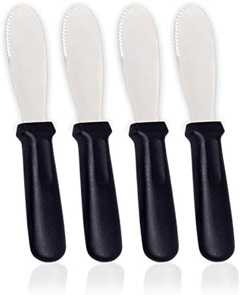 Anapoliz Butter Spreader Knives 4 Pcs Wide Blade Stainless Steel Spreader Knife Black Plastic Handle Spreading Knives Sandwich Condiment Spreader Bread Knives Set Of 4 Soft Cheese Spreader Anapoliz Butter Spreader Knives 4 Pcs Wide Blade Stainless Steel Spreader Knife Black Plastic Handle Spreading Knives Sandwich Condiment Spreader Bread Knives Set Of 4 Soft Cheese Spreader