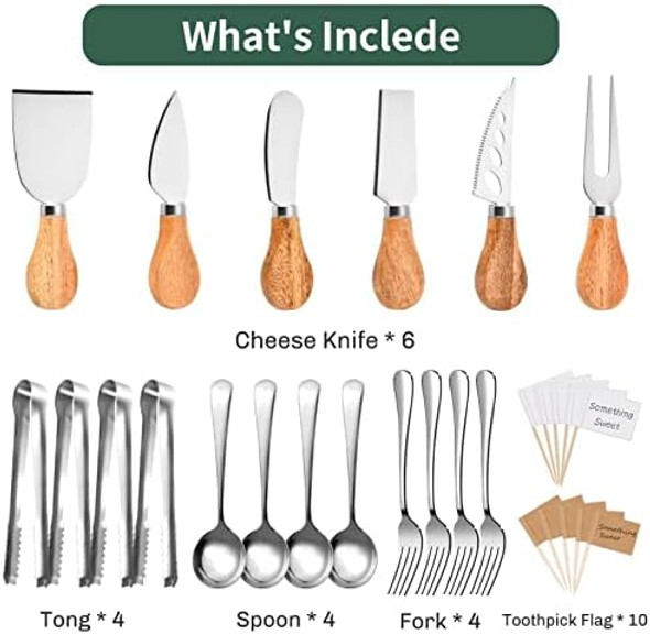 22 Pieces Cheese Knife Set Butter Spreader Knife Set Charcuterie Board Accessories Utensils Mini Serving Tongs Spoons And Forks Blank Toothpick Flags For Butter Cheese Jam And Wedding Christmas 22 Pieces Cheese Knife Set Butter Spreader Knife Set Charcuterie Board Accessories Utensils Mini Serving Tongs Spoons And Forks Blank Toothpick Flags For Butter Cheese Jam And Wedding Christmas