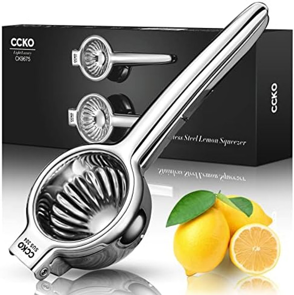Ccko Lemon Lime Squeezer Stainless Steel Manual Juicer Extra Large Heavy Duty Citrus Juicer Hand Press Max Extraction Fruit Juicer For Oranges Lemons Limes Ccko Lemon Lime Squeezer Stainless Steel Manual Juicer Extra Large Heavy Duty Citrus Juicer Hand Press Max Extraction Fruit Juicer For Oranges Lemons Limes