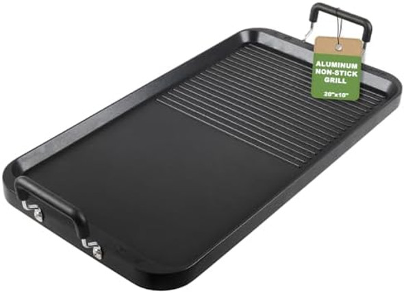 Grill Pans For Stove Tops 20"X10" Non-Flip Grill & Griddle Pan- Dual Zone Pfoa- Aluminum Electric Stovetops/Gas/Camping Grill Pans For Stove Tops 20"X10" Non-Flip Grill & Griddle Pan- Dual Zone Pfoa- Aluminum Electric Stovetops/Gas/Camping