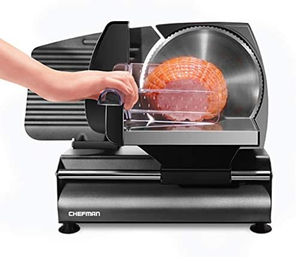 Chefman Electric Deli Slicer With Adjustable Slices Stainless Steel Blades Safe Feet - For Ham Cheese Bread Fruit & Veggies Chefman Electric Deli Slicer With Adjustable Slices Stainless Steel Blades Safe Feet - For Ham Cheese Bread Fruit & Veggies