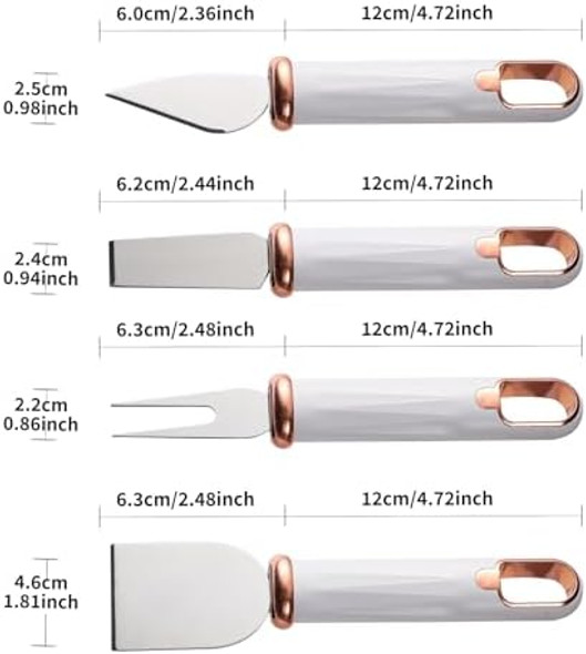 4 Pcs Cheese Knives Set Stainless Steel Soft Cheese Knife Fork Parmesan Flat Cheese Knife For Charcuterie And Cheese Spread (Black)