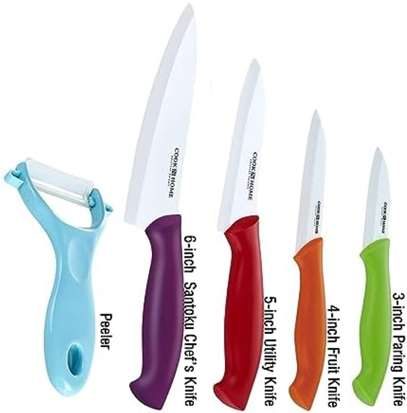 Cook N Home 9-Piece Ceramic Knife Set With Sheaths Multicolor