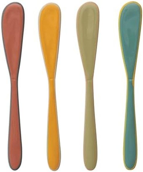 Creative Co-Op Enameled Stainless Steel Canape Knives With Colored Edge Multicolor Set Of 4 Small Multi