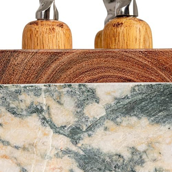 Creative Co-Op Marble And Mango Wood Cheese Board Set With Knife Multicolor Medium Multi