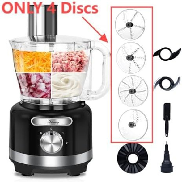 Davivy Food Processor Accessories - Rough Slicer And Julienne+Fine Slicer And Julienne+French Fries Potato Cutter+Shredding Disc Compatible With 16 Cup Model