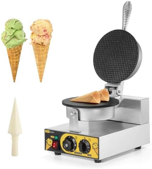 Dyna-Living Ice Cream Cone Maker Commercial Waffle Cone Machine Electric Stainless Steel Waffle Bowl Cone Maker For Restaurant Home Kitchen Bakeries Snack Bar Use (110V 1250W) Dyna-Living Ice Cream Cone Maker Commercial Waffle Cone Machine Electric Stainless Steel Waffle Bowl Cone Maker For Restaurant Home Kitchen Bakeries Snack Bar Use (110V 1250W)