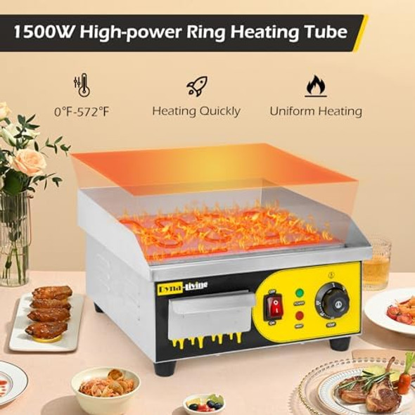 Dyna-Living Electric Griddle Commercial Countertop Griddle 14 Inch Flat Top Griddles Non-Stick Electric Flat Top Grill Stainless Steel Commercial Electric Griddle For Restaurant 110V 1500W Dyna-Living Electric Griddle Commercial Countertop Griddle 14 Inch Flat Top Griddles Non-Stick Electric Flat Top Grill Stainless Steel Commercial Electric Griddle For Restaurant 110V 1500W