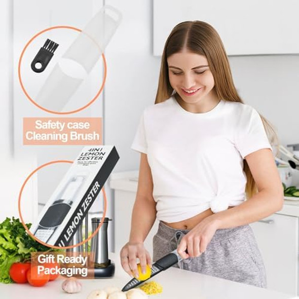 Lemon Zester Tool 4-In-1 With Channel Knife Grater Peeler & Stripper Stainless Steel Citrus Zester For Kitchen Cheese Vegetables Dishwasher Safe Lemon Zester Tool 4-In-1 With Channel Knife Grater Peeler & Stripper Stainless Steel Citrus Zester For Kitchen Cheese Vegetables Dishwasher Safe