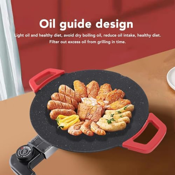 Fockety 11.8In Electric Griddle Nonstick Smokeless Electric Bbq Grill Baking Tray With Adjustable Temperature Control Crepe Maker With Handles Pancake Maker For Injera Lefse Mogogo