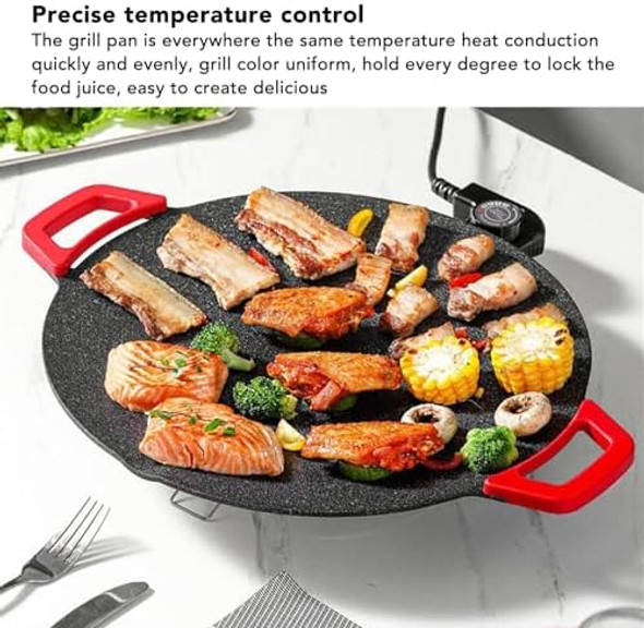 Fockety 11.8In Electric Griddle Nonstick Smokeless Electric Bbq Grill Baking Tray With Adjustable Temperature Control Crepe Maker With Handles Pancake Maker For Injera Lefse Mogogo