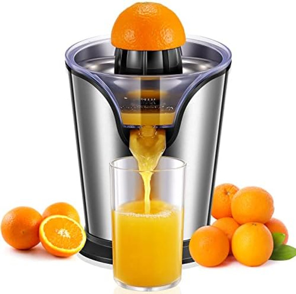 Fohere Orange Juicer Squeezer Electric Citrus Juicer With Two Interchangeable Cones Suitable For Orange Lemon And Grapefruit Brushed Stainless Steel Fohere Orange Juicer Squeezer Electric Citrus Juicer With Two Interchangeable Cones Suitable For Orange Lemon And Grapefruit Brushed Stainless Steel