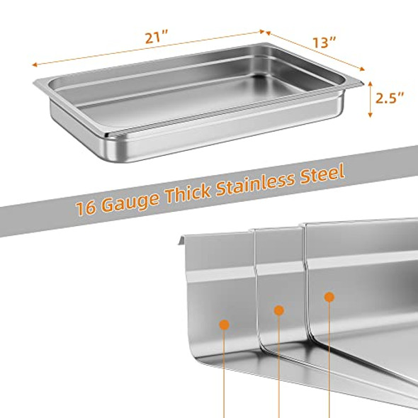 6 Pack Full Size Hotel Pan [Nsf ][With Lid] Catering Food Pan Commercial Stainless Steel 6 Inch Deep Anti-Jamming Steam Table Pan