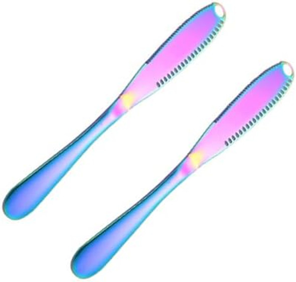 Butter Spreader Sandwich Knife Condiment Spreader 2 Pieces (Black Silver)