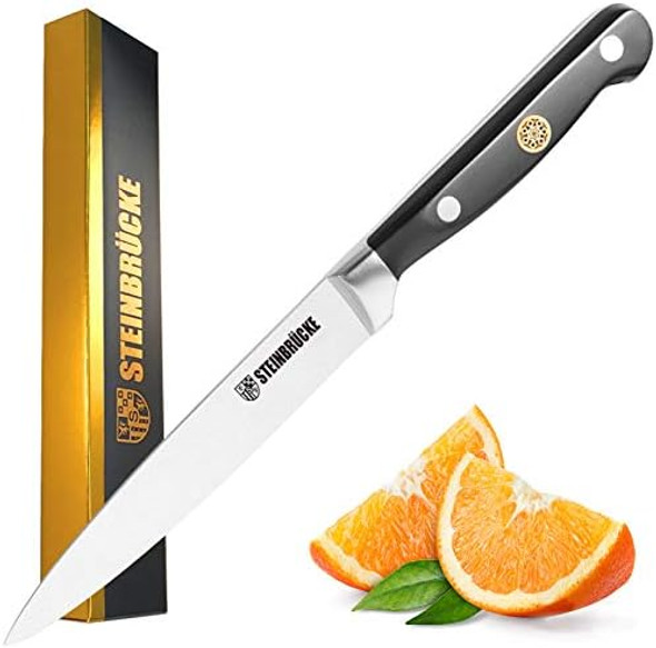 Utility Knife 5 Inch - Kitchen Utility Knife Forged From German Stainless Steel 5Cr15Mov(Hrc58) Full Tang Razor Sharp Paring Knife With Ergonomic Handle For Home Kitchen&Restaurant