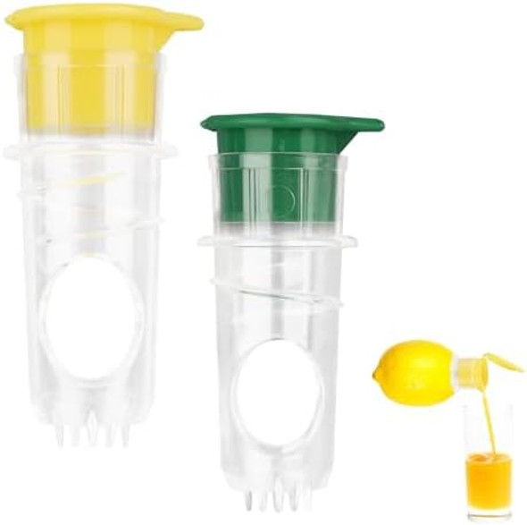 2Pcs Screw Top Lemon Squeezer Manual Juicer Hand Press With Built-In Filter Citrus Lime Orange Handheld Squeezer For Drinks Cooking Cocktails (Yellow Green)