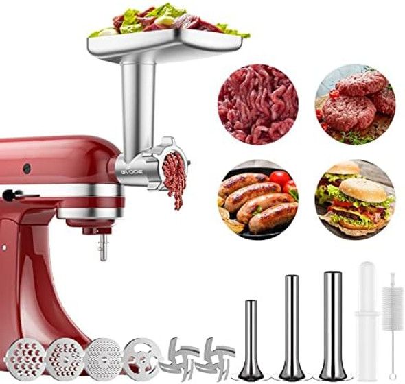 Gvode Meat Grinder Attachment For Kitchenaid Stand Mixer Meat Grinders Includes 4 Grinding Plates 3 Sausage Stuffer Tubes 2 Grinding Blades For Kitchenaid Mixer Attachments Gvode Meat Grinder Attachment For Kitchenaid Stand Mixer Meat Grinders Includes 4 Grinding Plates 3 Sausage Stuffer Tubes 2 Grinding Blades For Kitchenaid Mixer Attachments