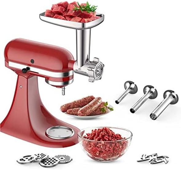 Metal Meat Grinder Attachment For Kitchenaid Stand MixerMeat Grinder Kitchenaid Includes 4 Grinding Plates 3 Sausage Stuffer Tubes 2 Grinding Blades Meat Grinder Attachment By Gvode