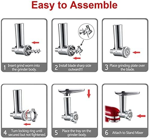 Metal Meat Grinder Attachment For Kitchenaid Stand MixerMeat Grinder Kitchenaid Includes 4 Grinding Plates 3 Sausage Stuffer Tubes 2 Grinding Blades Meat Grinder Attachment By Gvode