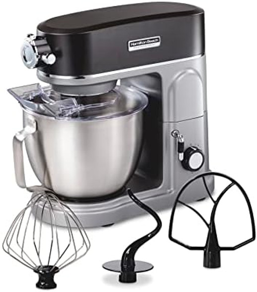 Hamilton Beach Professional All-Metal Stand Mixer With Specialty Attachment Hub 5 Quart Bowl 12 Speeds Includes Flat Beater Dough Hook Whisk (63240) Hamilton Beach Professional All-Metal Stand Mixer With Specialty Attachment Hub 5 Quart Bowl 12 Speeds Includes Flat Beater Dough Hook Whisk (63240)