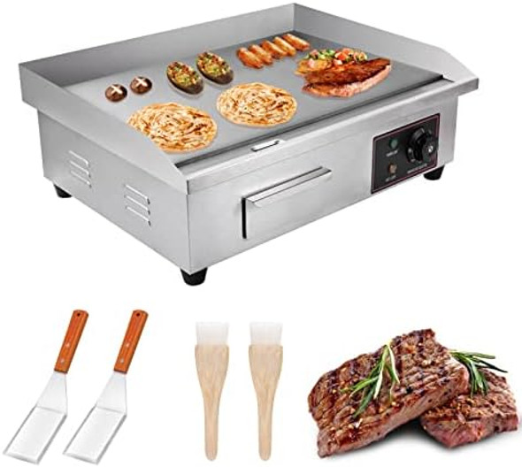 Heuyrao 22" Commercial Electric Griddle 3000W 110V Electric Flat Top Grill Countertop Griddle With Shovels And Brushes For Restaurant Kitchens Heuyrao 22" Commercial Electric Griddle 3000W 110V Electric Flat Top Grill Countertop Griddle With Shovels And Brushes For Restaurant Kitchens