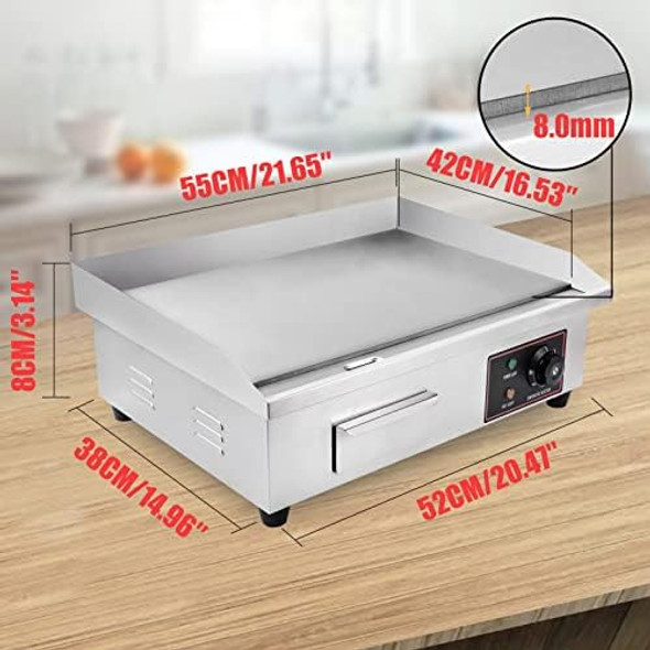 Heuyrao 22" Commercial Electric Griddle 3000W 110V Electric Flat Top Grill Countertop Griddle With Shovels And Brushes For Restaurant Kitchens Heuyrao 22" Commercial Electric Griddle 3000W 110V Electric Flat Top Grill Countertop Griddle With Shovels And Brushes For Restaurant Kitchens
