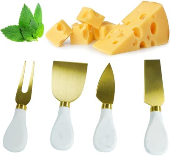 Marble Cheese Knife Set Of 4 Gold And White Charcuterie Accessories Heavy Marble Handle Butter Spatula Sandwich Cream Knives Cheese Spreader CutterHousewarming Marble Cheese Knife Set Of 4 Gold And White Charcuterie Accessories Heavy Marble Handle Butter Spatula Sandwich Cream Knives Cheese Spreader CutterHousewarming