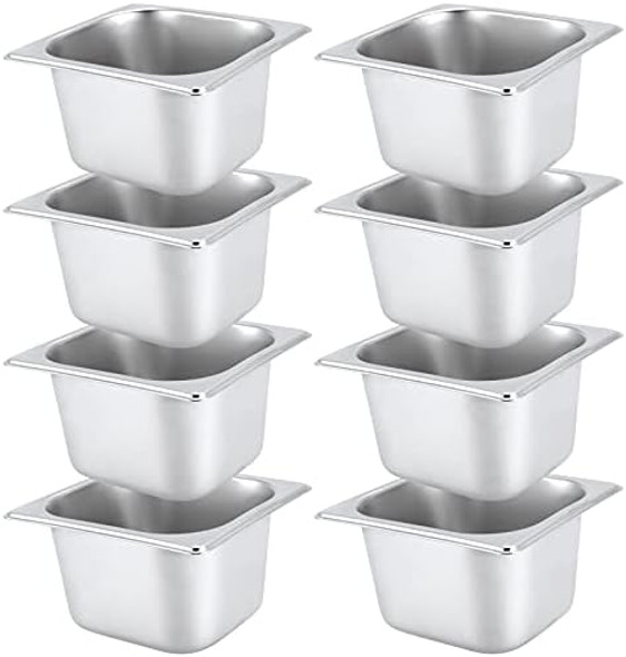 Japchet 8 Pack 1/6 Size 2-1/2 Inch Deep Steam Pan Steam Table Chafer Pan Stainless Steel Hotel Pan Food Pan For Buffet Restaurants Catering