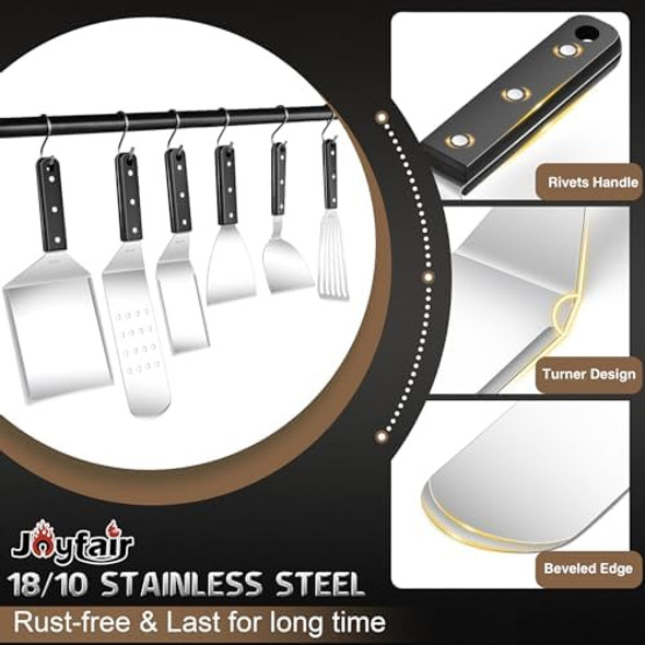 22Pcs Griddle Accessories Kit Flattop Grilling Accessory Set Joyfair Bbq Grilling Spatula Tools With Basting Cover For Teppanyaki Hibachi Grill 18/10 Stainless Steel Rust- (Abs Handles) 22Pcs Griddle Accessories Kit Flattop Grilling Accessory Set Joyfair Bbq Grilling Spatula Tools With Basting Cover For Teppanyaki Hibachi Grill 18/10 Stainless Steel Rust- (Abs Handles)