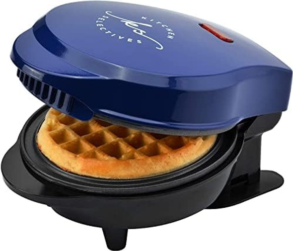 Mini Waffle Maker By Select Brands - Classic Waffle Iron For Traditional Savory Or Dessert Waffles - Features Non-Stick Coating - 4 Mini Waffles Dark Gray