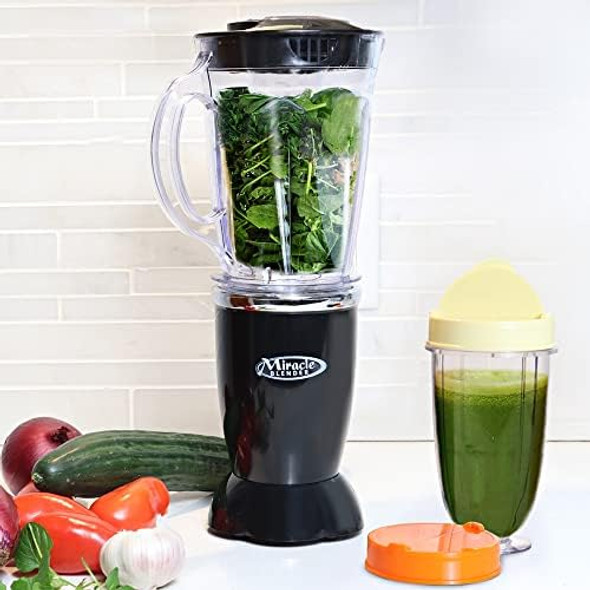 Total Chef Miracle Blender - Food Processor Licuadora Juicer Machine Personal Kitchen Appliance Use For Smoothie Milkshake Drinks Baby FoodPuree Blend Frozen Ice Easy Clean Bullet Jar Black