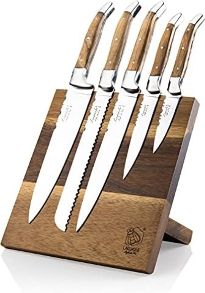 Laguiole Style De Vie Knife Set Luxury Line Set Of 5 Magnetic Olive Wood Laguiole Style De Vie Knife Set Luxury Line Set Of 5 Magnetic Olive Wood