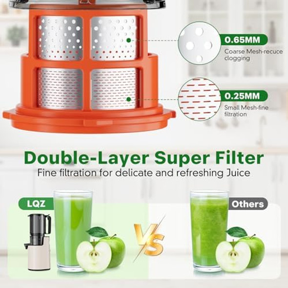 Cold Press Juicer Juicer Machines With 5.4" Wide Feed Chute For Juice Extractor Professional Slow Masticating Juicer For Whole Vegetables & Fruits With High Juice Yield Easy To Clean (Black)