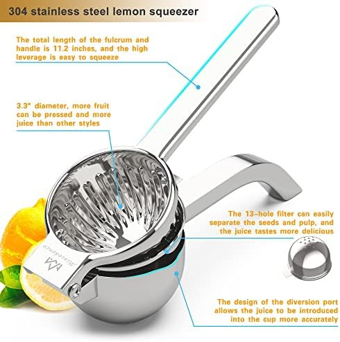 Large Lemon Squeezer Manual Juicers Stainless Steel Citrus Juicer All Size Fruits Can Squeeze Juice Large Yield Suitable For Lemons Oranges Pomegranates Grapes