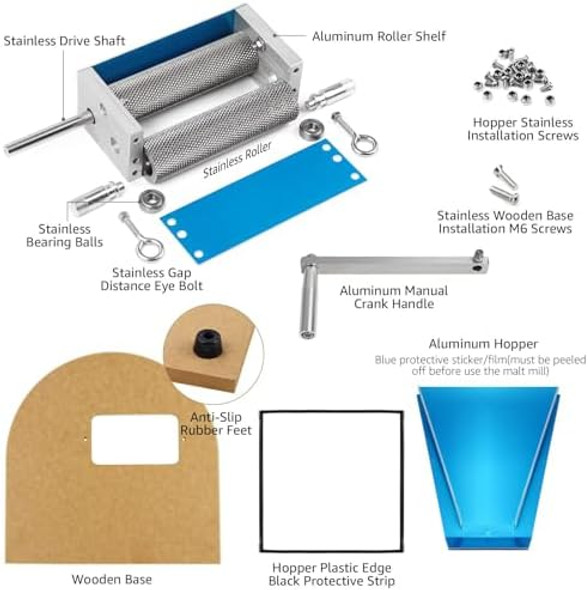 Malt Mill Homebrew Grain Crusher Manual Metal Grain Mill Stainless Steel Grinder Mill With Adjustable 2 Bearing Roller & Crank Handle Fit Low Speed Electric Drill For Wheat Barley Beer Brewing Malt Mill Homebrew Grain Crusher Manual Metal Grain Mill Stainless Steel Grinder Mill With Adjustable 2 Bearing Roller & Crank Handle Fit Low Speed Electric Drill For Wheat Barley Beer Brewing