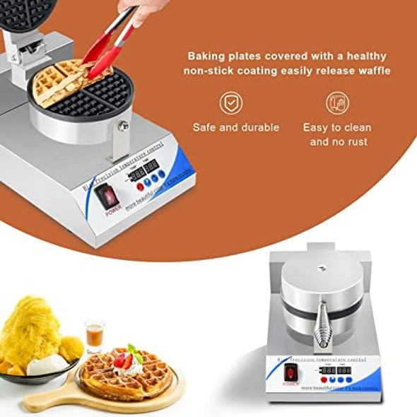 Commercial Belgian Waffle Irons Electric Pancake Maker Machine Non-Stick With Removable Plates And Intelligent Led Temperature For Bakeries Snack Bar Family