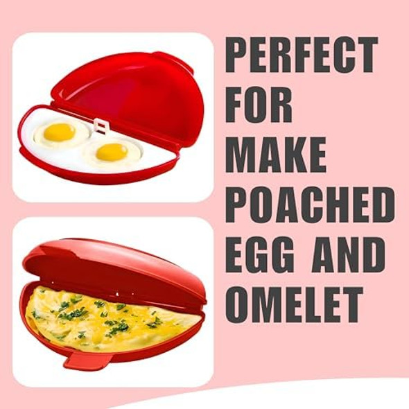 Microwave Egg Poacher Microwave Omelet Maker Bpa- Breakfast Maker With Egg Poacher Egg Cracker Shovel Kitchen Gadget Scrambled Egg Cooker (4 In 1) (White)