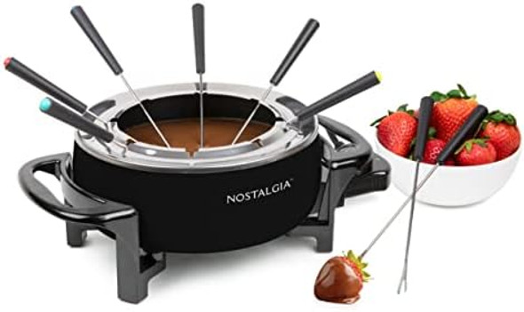Nostalgia 12-Cup Electric Fondue Pot Set For Cheese & Chocolate - 8 Color-Coded Forks Temperature Control - Stainless Steel Kitchen Gadgets And Appliances For Hors D'Oeuvres And More – Black Nostalgia 12-Cup Electric Fondue Pot Set For Cheese & Chocolate - 8 Color-Coded Forks Temperature Control - Stainless Steel Kitchen Gadgets And Appliances For Hors D'Oeuvres And More – Black