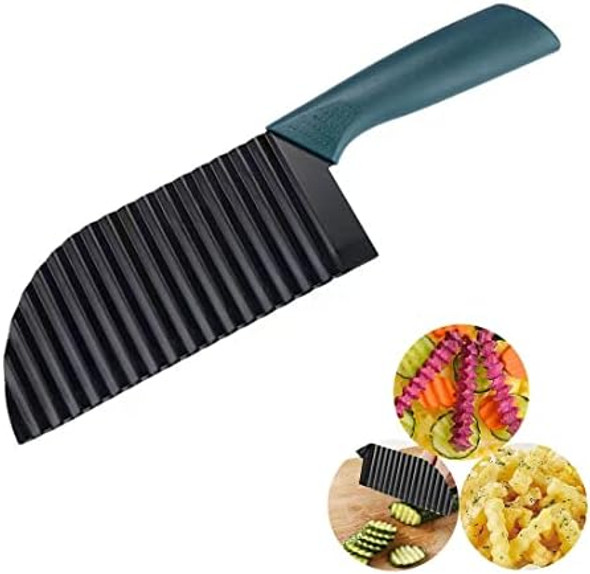 Crinkle Cutter For Potato 304 Stainless Steel Wave Knife Fries Wave Knife Kitchen Crinkle Cutter Knife Chipper Salad Chopping Cucumber Carrot Fruit Vegetables