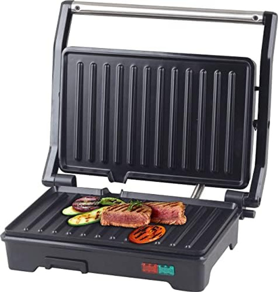 Panini Press Grill And Sandwich Maker 180 Degree Open Ceramic Plates Stainless Steel Finish Panini Press Grill And Sandwich Maker 180 Degree Open Ceramic Plates Stainless Steel Finish