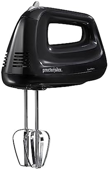 Proctor Silex Easy Mix 5-Speed Electric Hand Mixer With Bowl Rest Compact And Lightweight 100 Watts Of Peak Power Black (62511) Proctor Silex Easy Mix 5-Speed Electric Hand Mixer With Bowl Rest Compact And Lightweight 100 Watts Of Peak Power Black (62511)