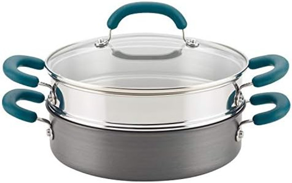 Rachael Ray Create Delicious Hard Anodized Aluminum Nonstick Steam Set 3-Quart Gray Rachael Ray Create Delicious Hard Anodized Aluminum Nonstick Steam Set 3-Quart Gray