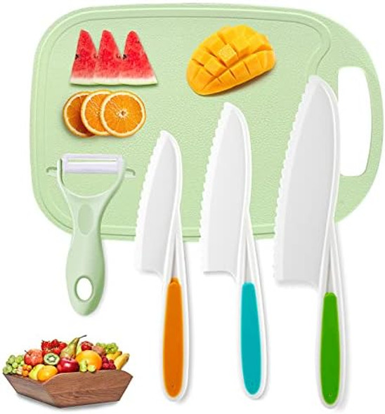 Kids Knifes SetChildren'S Nylon Knives Safe Baking Real Cutting Cooking Childrens Knife Beginners Plastic Cut Fruits Salad Fun Firm Grip Toddler Chopping Friendly With Board Peeler 5Pack (Green) Kids Knifes SetChildren'S Nylon Knives Safe Baking Real Cutting Cooking Childrens Knife Beginners Plastic Cut Fruits Salad Fun Firm Grip Toddler Chopping Friendly With Board Peeler 5Pack (Green)