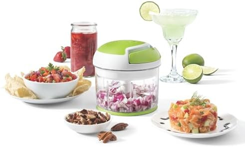 Starfrit Pull Chopper - Multi Purpose Manual Food Processor - Three Blade System For A Faster Cut - From Large Chunks To Purée - Self-Retracting Cord - Fruits Vegetables Meats And Crushes Ice