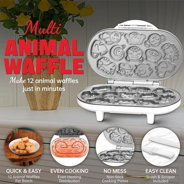 Animal Mini Waffle Maker For Kids Mini Pancakes Maker Machine With 12 Different Animal Pancake Molds Small Waffle Maker Iron Excellent Christmas For Kids & Adult Animal Mini Waffle Maker For Kids Mini Pancakes Maker Machine With 12 Different Animal Pancake Molds Small Waffle Maker Iron Excellent Christmas For Kids & Adult